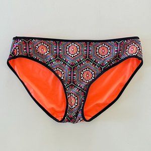 Freya Zeta Bikini Bottom Colorful Mosaic Pattern w/ Black Trim Sz Large NWT